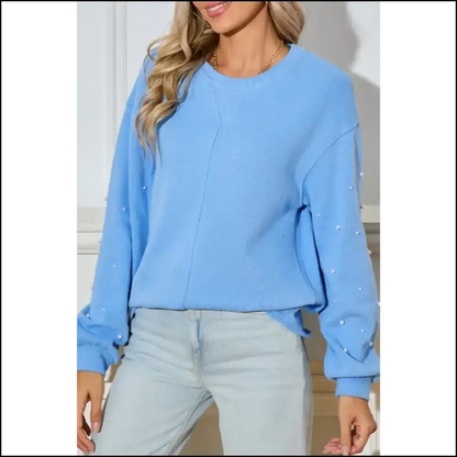 Myosotis Pearl Sleeves Ribbed Pullover: Finally a Sweatshirt that Gets You. 💀✨ - s - Sweatshirts & Hoodies