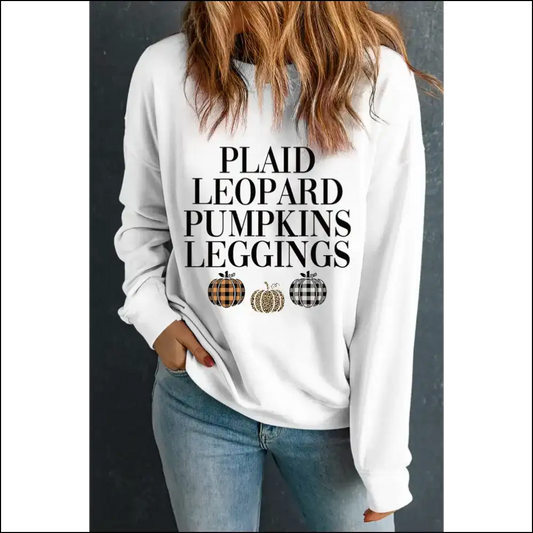 Chic Letter Graphic Round Neck Sweatshirt - White / Xl - Sweatshirts & Hoodies