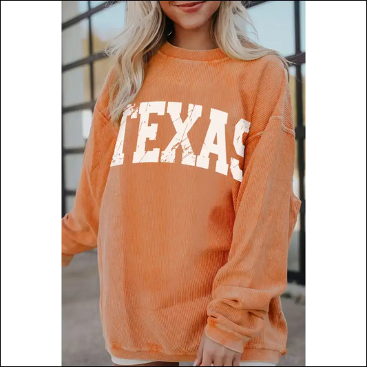 Texas Chic Round Neck Long Sleeve Sweatshirt - Bronze / s - Sweatshirts & Hoodies