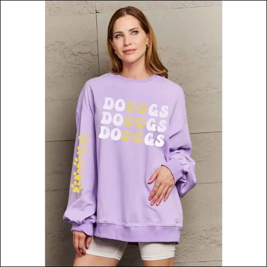 Simply Love Dogs Graphic Sweatshirt - Lavender / Xl - Sweatshirts & Hoodies