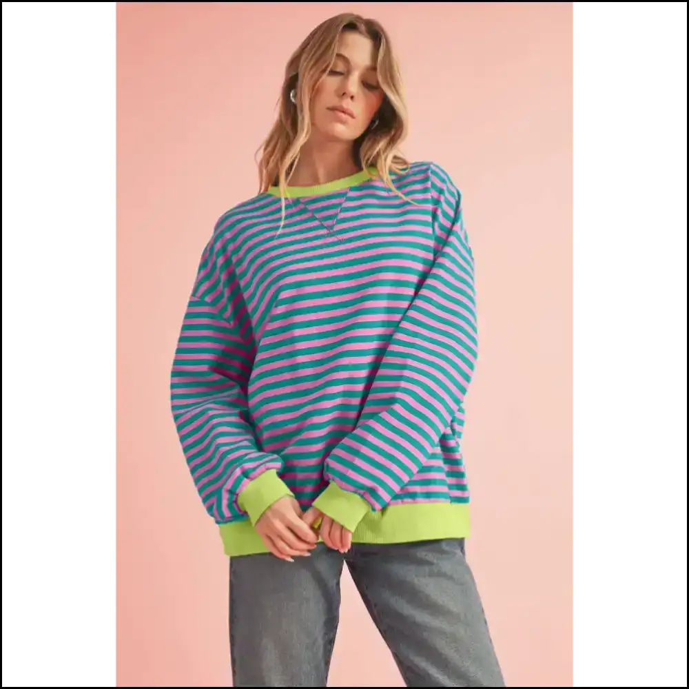 Sky Blue Stripe Pullover: Comfy and Stylish (finally!) - s - Sweatshirts & Hoodies