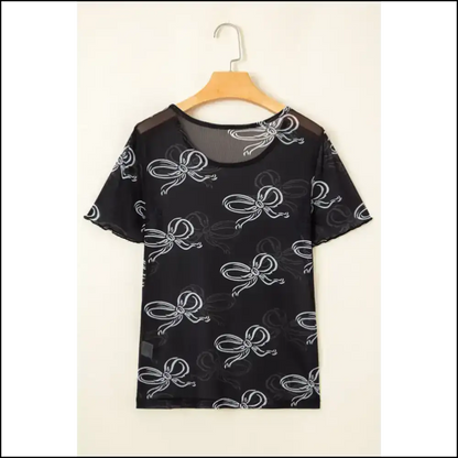 Chic Black Bow Print Top: Down Bitches! 🎀 Needful Things - t Shirts