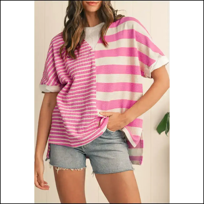 Pink Stripe Wfle T-shirt: Steal Hearts not Wallets 💖 Needful Things - s - t Shirts