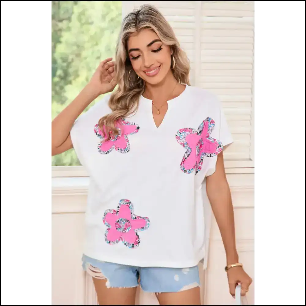 Chic White Floral Tee: Because Adulting is Hard Enough 🌼 - t Shirts