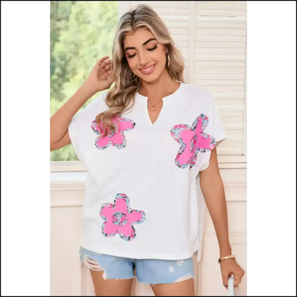Chic White Floral Tee: Because Adulting is Hard Enough 🌼 - t Shirts