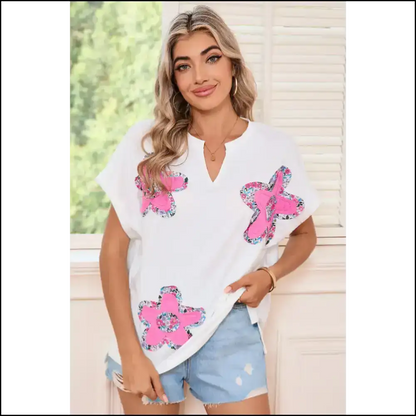 Chic White Floral Tee: Because Adulting is Hard Enough 🌼 - s - t Shirts
