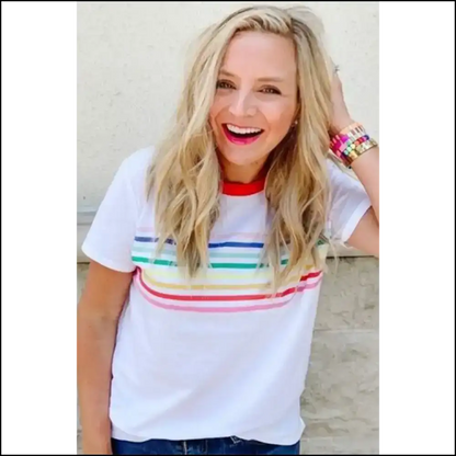 Needful Things: White Rainbow Stripe Tee 🌈 - t Shirts