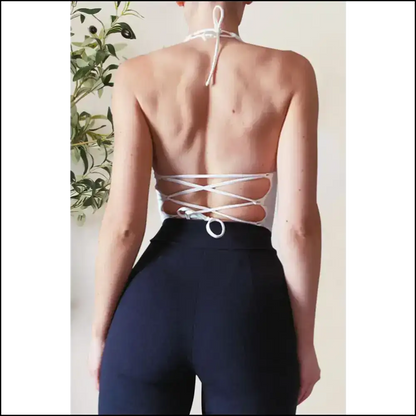 Backless Lace-up Halter Neck Cami - Tank Tops