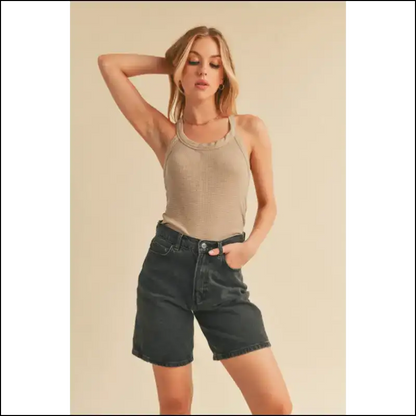 Aemi + co Chic Scoop Neck Ribbed Tank - Tops