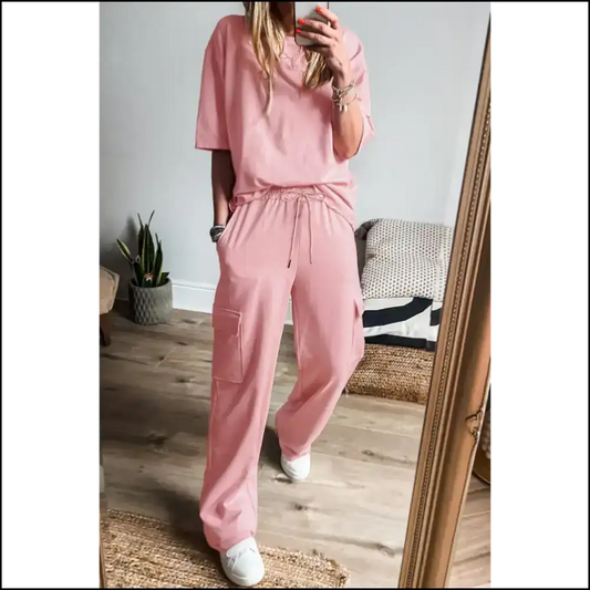 Apricot Pink Half Sleeve Cargo Sweatpants: so Comfy It’s Criminal! Needful Things 🍑 / s Two Piece Pants Sets