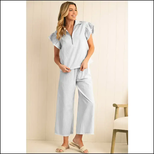 Chic Gray Stripe: Effortlessly Fabulous Pants Set 😜 Needful Things - Stripe / s - Two Piece Sets