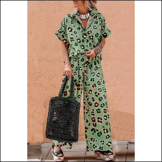 Fierce Green Leopard Pants Set: so Good It’s Practically Illegal 😜 / s Two Piece Sets