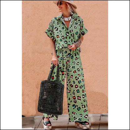 Fierce Green Leopard Pants Set: so Good It’s Practically Illegal 😜 Two Piece Sets