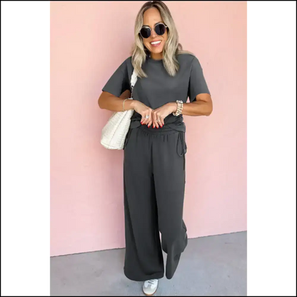 Chic Dark Grey Crewneck: Pants so Comfy Youll Never Leave 😈 Needful Things Two Piece Sets
