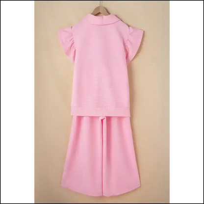 Ruffle Sleeve Zipped Pants Set: Wide Leg Good! 🍑 Needful Things Two Piece Sets