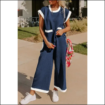 Needful Things: Wide Leg Pants Set? Comfy Chic! 👖💙 Navy Blue / s Two Piece Sets
