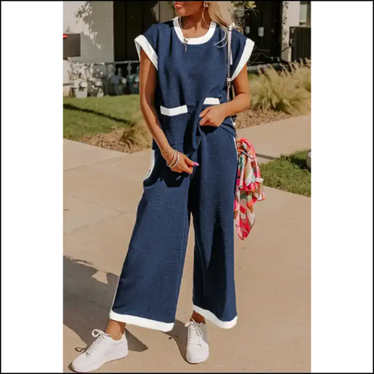 Needful Things: Wide Leg Pants Set? Comfy Chic! 👖💙 Navy Blue / s Two Piece Sets