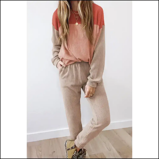 Red Colorblock Pants Set: so Slouchy Stylish! 🔥 Needful Things - s - Two Piece Sets