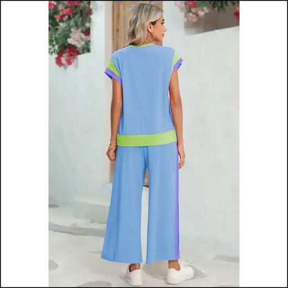 Sky Blue Colorblock Pants Set: Dangerously Comfy 💙 Needful Things Strawberry Pink / s Two Piece Sets