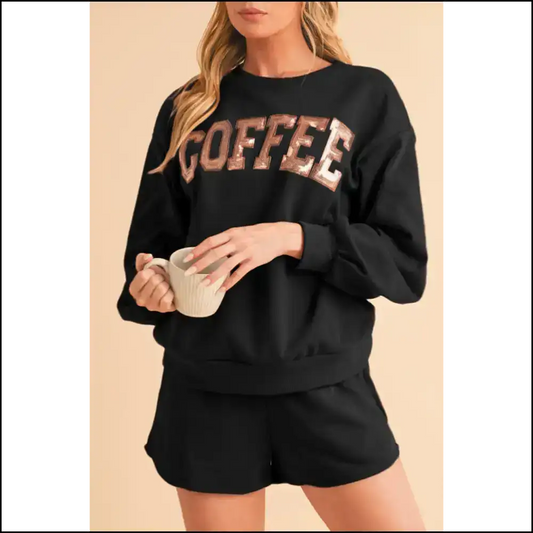 Black Sequins Coffee: Needful Things’ Sparkle Set ?✨ / s Two Piece Shorts Sets