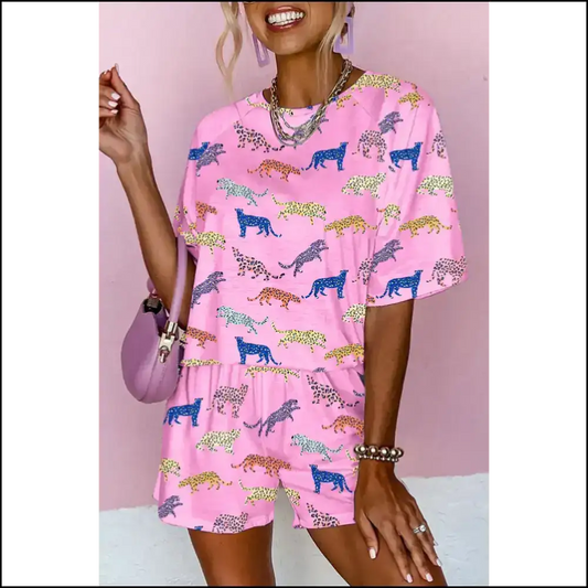 Pink Cheetah Print: so Fetch it Hurts 🐆 Needful Things / s Two Piece Shorts Sets