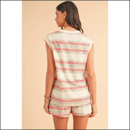 Chic Beige Striped Shorts Set: Basically Pajamas but Fashionable 😉 Two Piece Sets