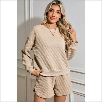 Parchment Diamond Quilted: Netflix & Chill 👑 Needful Things - Two Piece Shorts Sets