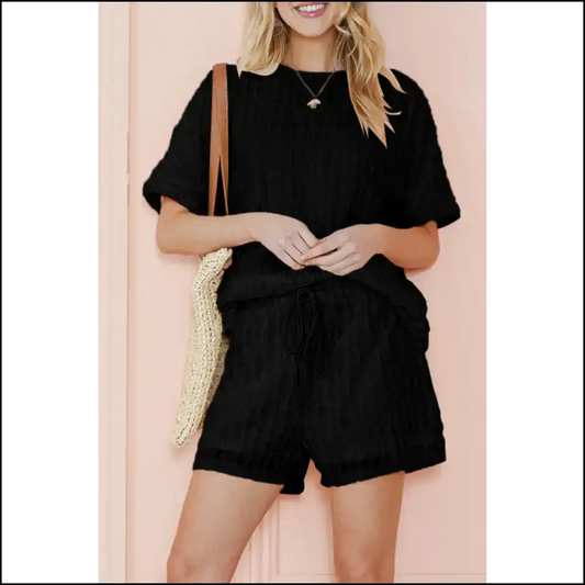 Chic Black Frill Drawstring Shorts Set: Dangerously Cute 😈 Needful Things / s Two Piece Sets