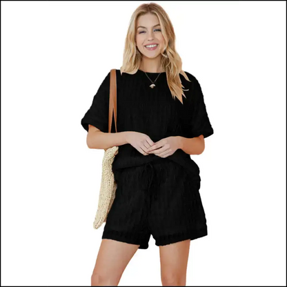 Chic Black Frill Drawstring Shorts Set: Dangerously Cute 😈 Needful Things Two Piece Sets