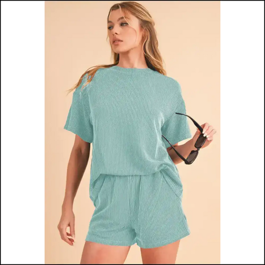 Iceland Blue Ribbed: so Comfy Youll Forget Pants 💙 Needful Things Two Piece Shorts Sets