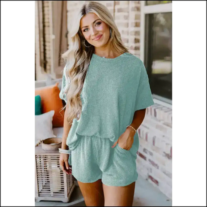 Iceland Blue Ribbed: so Comfy Youll Forget Pants 💙 Needful Things Two Piece Shorts Sets