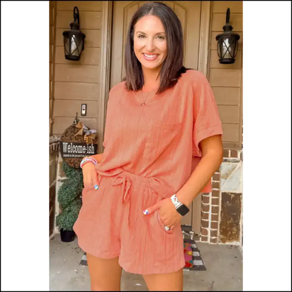 Pale Chestnut Textured: too Cute to Function 🌰 Needful Things - Two Piece Shorts Sets