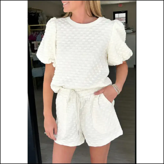 Puff Sleeve Shorts Set: Dress Like you Own Needful Things 😈 White / s Two Piece Sets