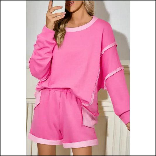 Sachet Pink Patchwork: so Comfy Youll Never Leave the Couch 🍑 / s Two Piece Shorts Sets