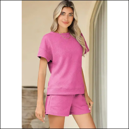 Strawberry Pink 2pcs Shorts Set: Prepare for Utter World Domination - Two Piece Sets