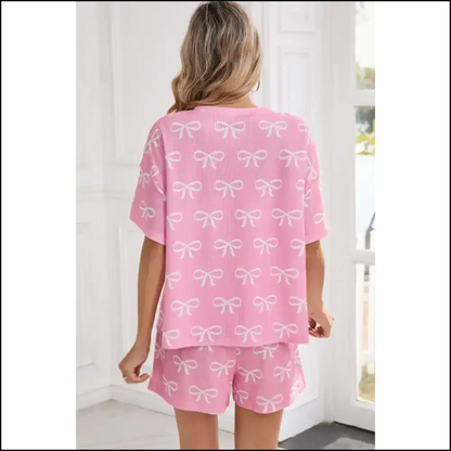 Pink Wfle: Needful Things’ Comfy Cute Catastrophe 🎀 Two Piece Shorts Sets