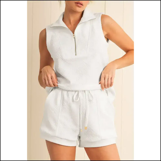 Chic White Textured Shorts Set: so Comfy It’s Practically Illegal! ?️ Needful Things / s Two Piece Sets