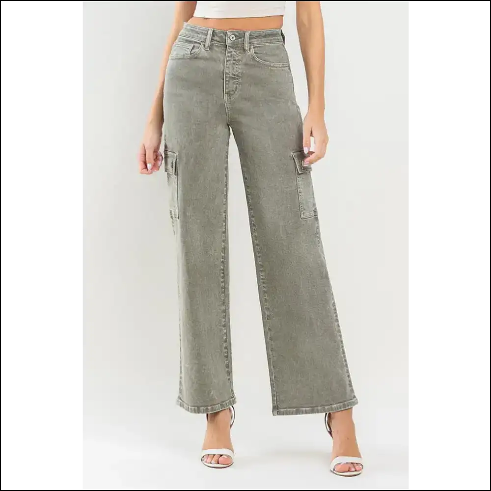 90s Vibes: Get your Super High Rise Cargo Jeans & Flash that Waist! 😎💥 - Gum Leaf / 29 - on Sale Worldwide Shipping