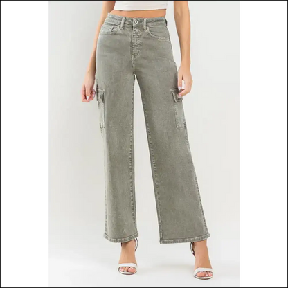 90s Vibes: Get your Super High Rise Cargo Jeans & Flash that Waist! 😎💥 - Gum Leaf / 29 - on Sale Worldwide Shipping