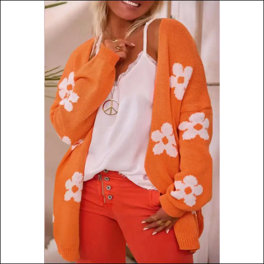 Groovy Granny Gone Wild: Orange 60s Flower Power! 🌼 Needful Things - 1x - Plus Size Sweaters&cardigans Sweaters & Cardigans on Sale