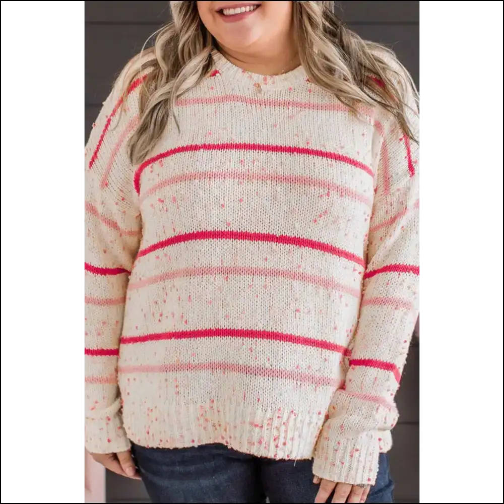 Chic Pink Stripe Sweater: Finally Fabulous! Needful Things 😉 - 1x - Plus Size Sweaters&cardigans Sweaters & Cardigans on Sale Worldwide