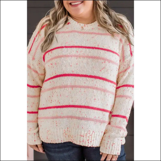 Chic Pink Stripe Sweater: Finally Fabulous! Needful Things 😉 - 1x - Plus Size Sweaters&cardigans Sweaters & Cardigans on Sale Worldwide