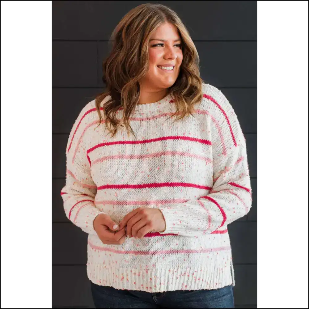 Chic Pink Stripe Sweater: Finally Fabulous! Needful Things 😉 - Plus Size Sweaters&cardigans Sweaters & Cardigans on Sale Worldwide Shipping