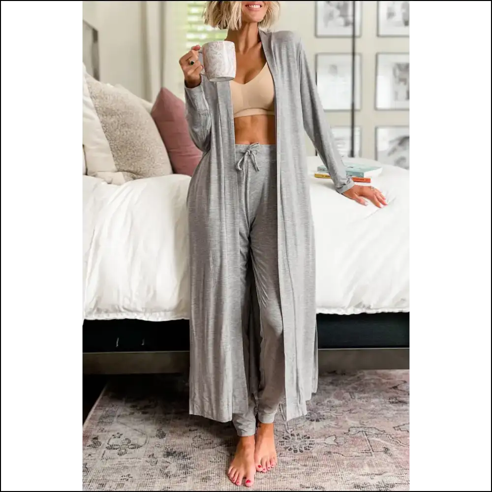 Needful Things: Chic Black Pants Set - i Woke Up this 👑 Skinny Pants! - Light Grey / s - Loungewear Two Piece Sets on Sale Worldwide