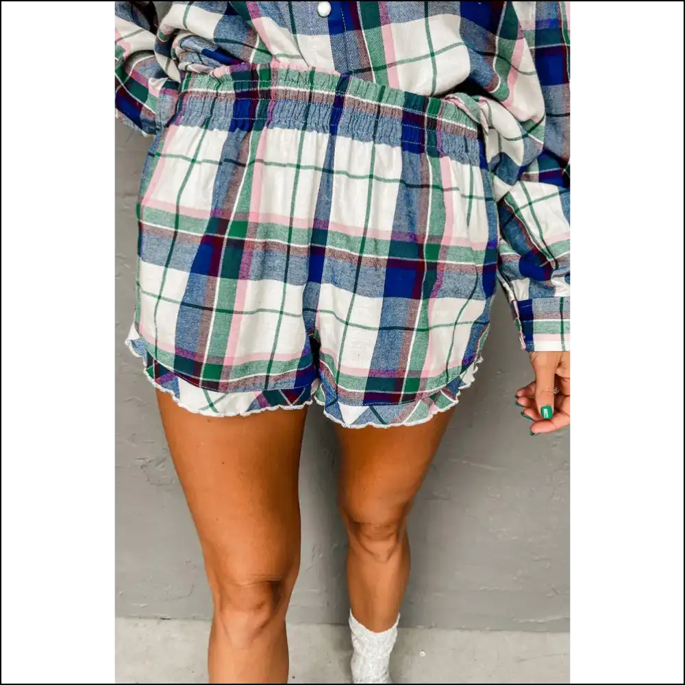 Blue Plaid Pajama Set: Netflix & Chill Needful Things 😴 - Loungewear Set Two Piece Sets on Sale Worldwide Shipping