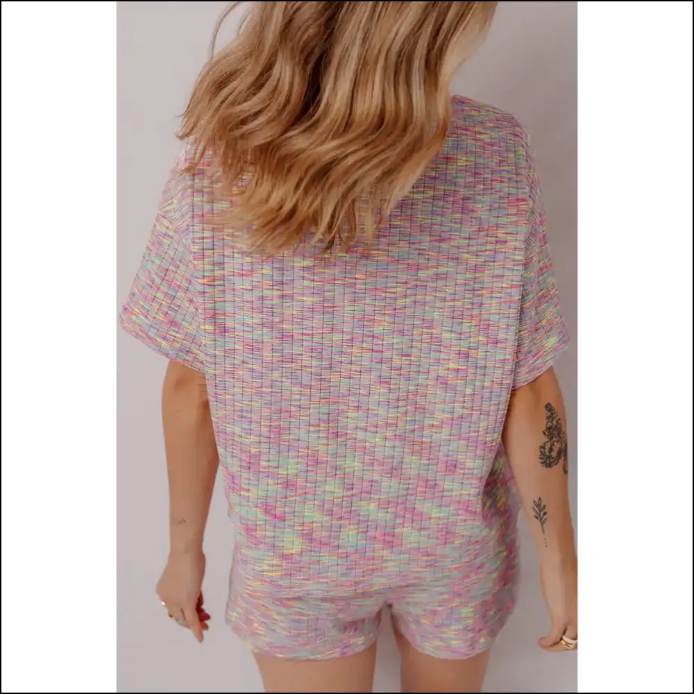 Colorful Ribbed Knit Pajama Set: Netflix & Chill 😜 - Loungewear Set Two Piece Sets on Sale Worldwide Shipping