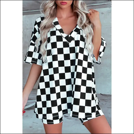 Chic Black Checkered Pajama Set: Needful Things Hug 🖤 - s - Loungewear Set Two Piece Sets on Sale Worldwide Shipping