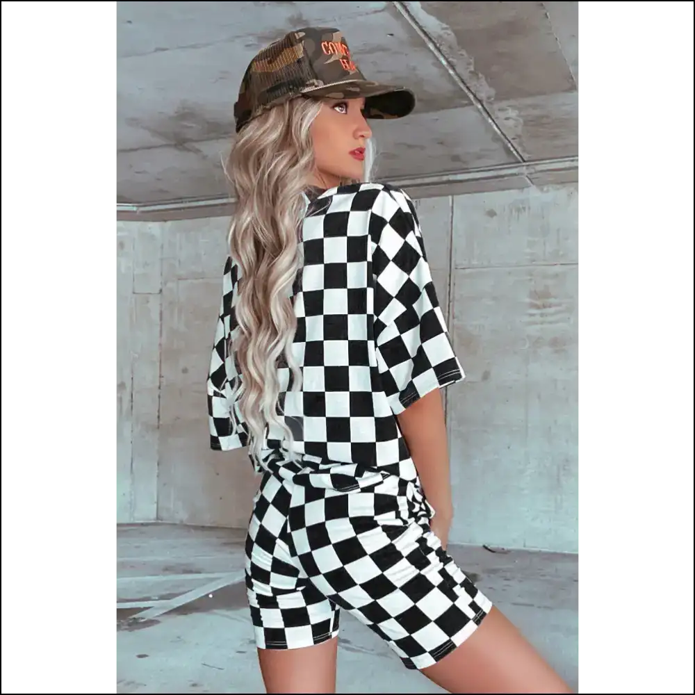 Chic Black Checkered Pajama Set: Needful Things Hug 🖤 - Loungewear Set Two Piece Sets on Sale Worldwide Shipping