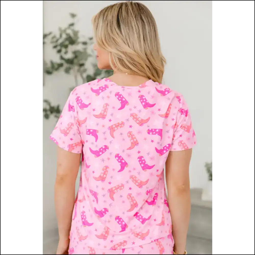 Yeehaw! Pink Western Boots Lounge Set: Needful Things’ Comfy Cowgirl 🤠 - Loungewear Set Two Piece Sets on Sale Worldwide Shipping