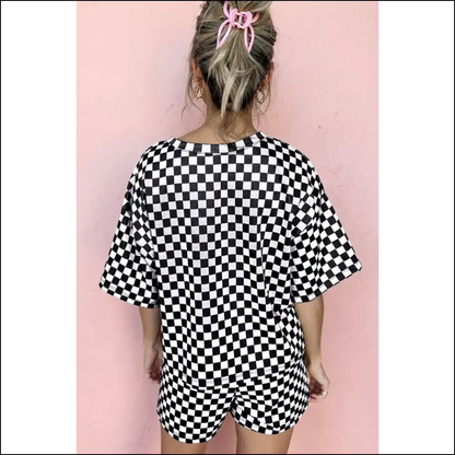 Black Checkered Pajama Set: Needful Things Comfy! 🖤 Set Dreams! Goals! - Loungewear Two Piece Sets on Sale Worldwide Shipping